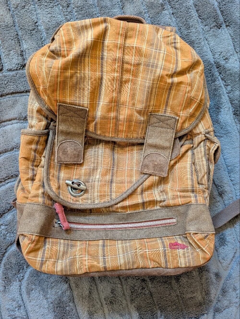 Neutral Plaid Canvas Tote Bag in Tan and Brown